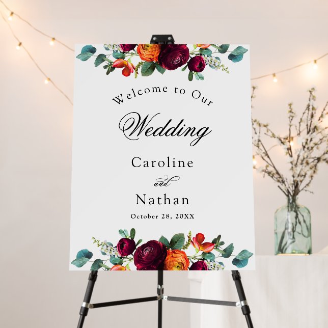 Fresh Fall Rustic Floral Wedding Welcome Foam Board (In Situ (Stand))