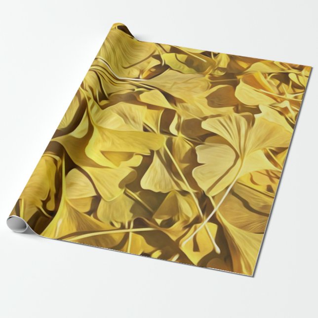 Fresh Fallen Gingko Leaves Wrapping Paper (Unrolled)
