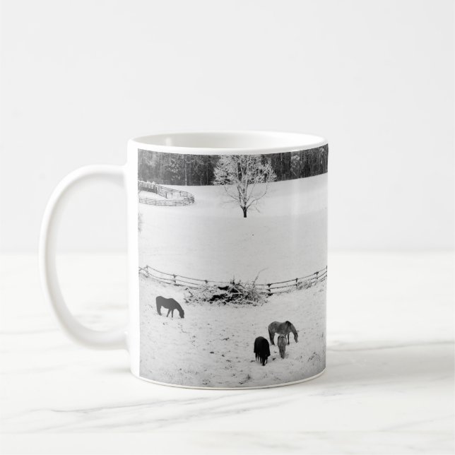 Fresh Fallen Snow at the Horse Ranch Coffee Mug (Left)