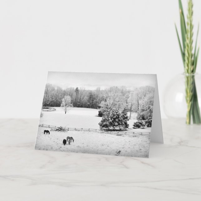 Fresh Fallen Snow at the Horse Ranch Holiday Card (Front)