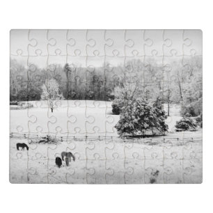 Fresh Fallen Snow at the Horse Ranch Jigsaw Puzzle