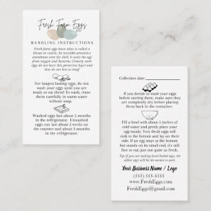 Fresh Farm Egg Handling Instructions Business Card