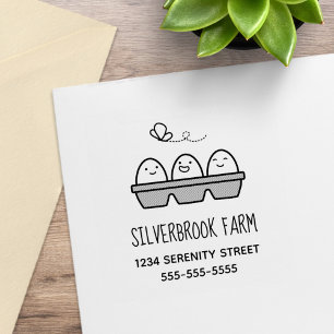 Fresh Farm Eggs Carton Address 2 Rubber Stamp