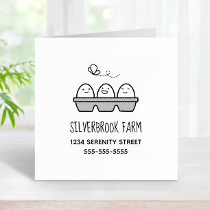 Fresh Farm Eggs Carton Address 2 Rubber Stamp