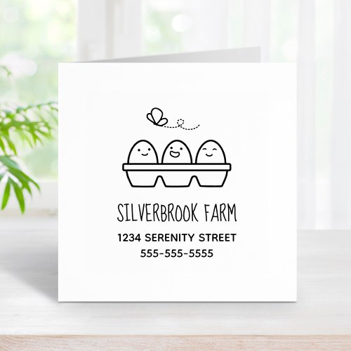 Fresh Farm Eggs Carton Address Rubber Stamp