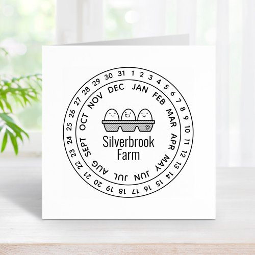 Fresh Farm Eggs Carton Date Wheel 2 Rubber Stamp