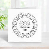 Modern Date & Chicken Farm Name Personalized Egg Self-inking Stamp