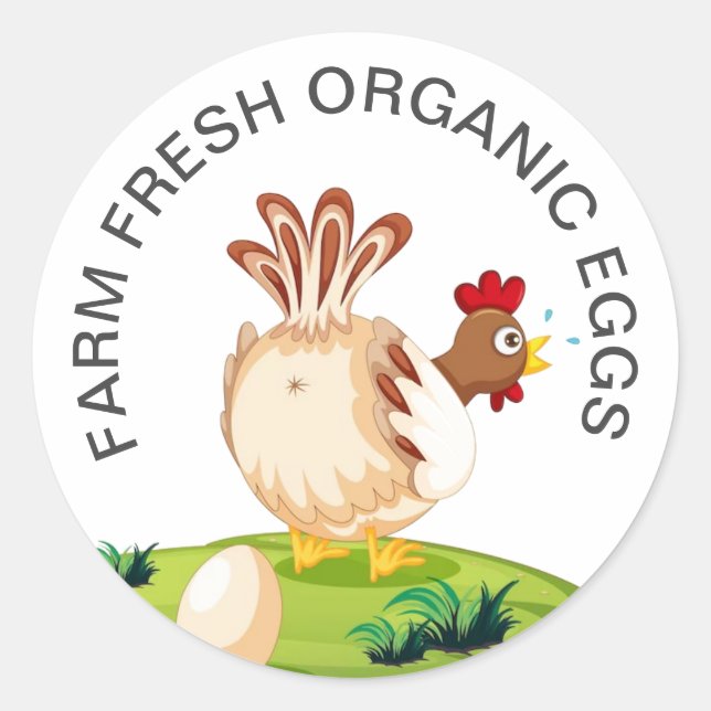 Fresh Farm Eggs Chicken Classic Round Sticker (Front)