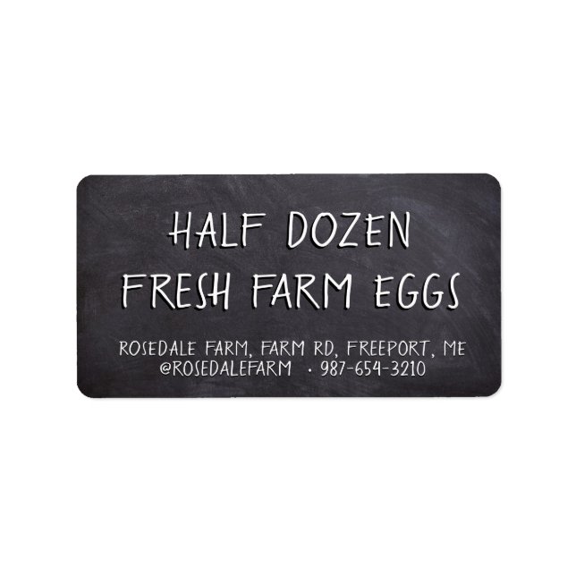 FRESH FARM EGGS in White on Black Chalkboard Label (Front)