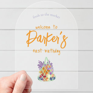 Fresh Farmers Market Baby First Birthday Acrylic Invitations