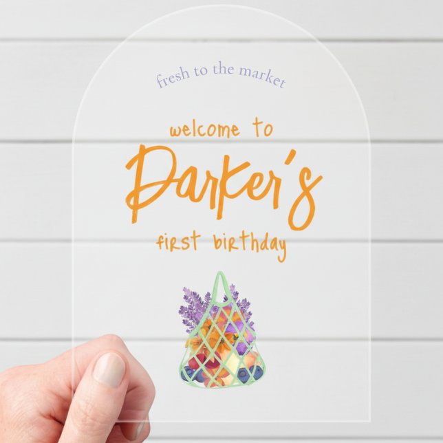 Fresh Farmers Market Baby First Birthday  Acrylic Invitations (Celebrate your little one’s first birthday with a fresh and vibrant theme! )