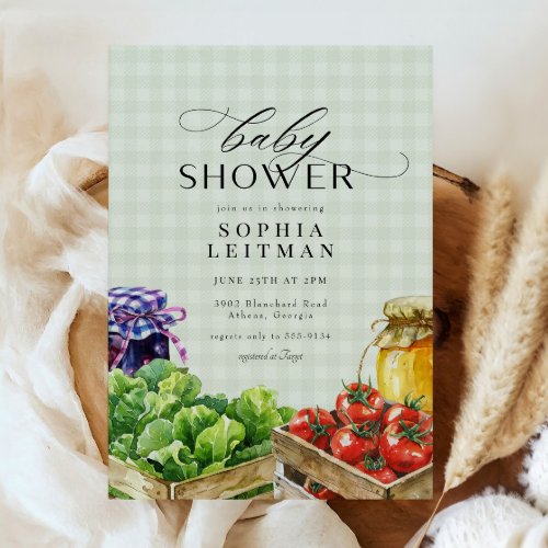 Fresh Farmers Market Locally Grown Baby Shower Invitation