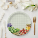 Fresh Farmers Market Locally Grown Baby Shower Paper Plates<br><div class="desc">Celebrate your special day with our Farmers Market Locally Grown Baby Shower paper plates! These charming paper plates feature a sage green gingham pattern that’s perfect for a gender-neutral theme. Adorned with delicate watercolor veggies, a jar of honey, and a jar of jam, they beautifully capture the warmth and charm...</div>
