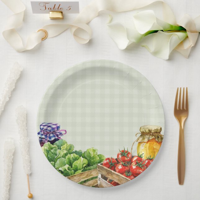 Fresh Farmers Market Locally Grown Baby Shower Paper Plates (Wedding)