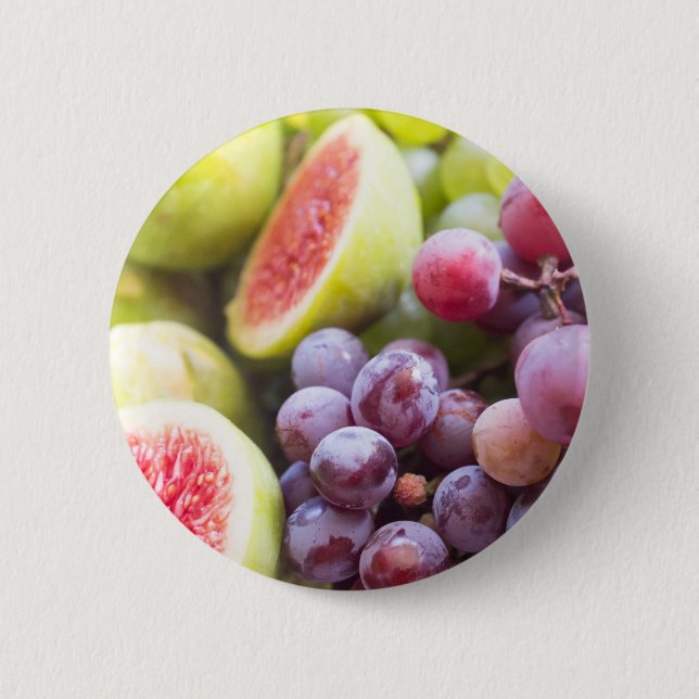 Fresh figs and grape pinback button (Front)