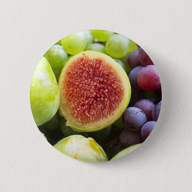 Fresh figs and grape pinback button (Front)