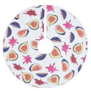 Fresh Figs Pink Juice Watercolor Brushed Polyester Tree Skirt