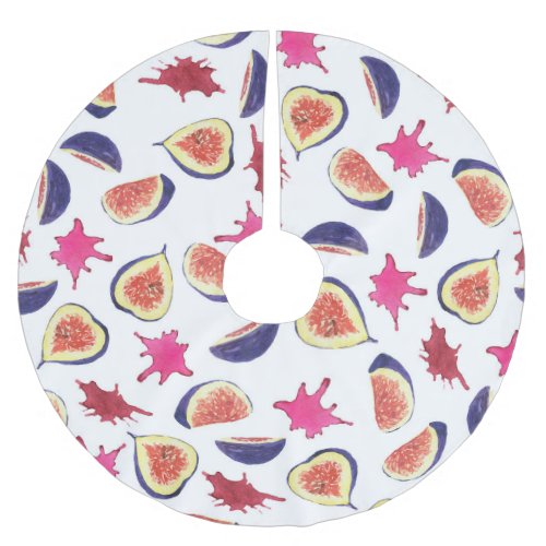 Fresh Figs Pink Juice Watercolor Brushed Polyester Tree Skirt