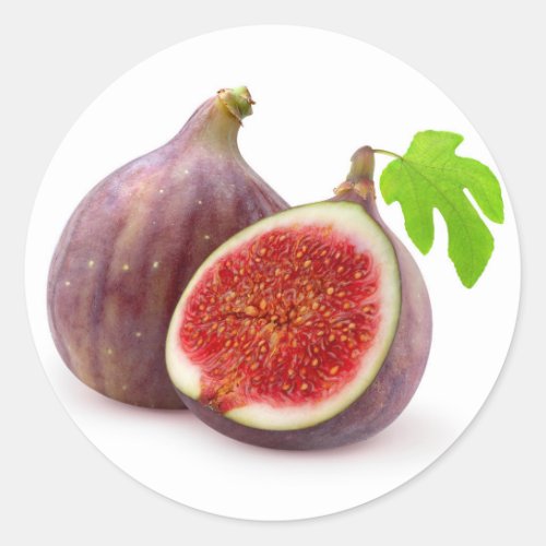 Fresh figs with leaf classic round sticker