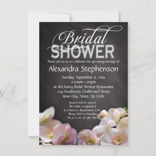 Fresh Floral  Chalkboard Bridal Shower Invitation