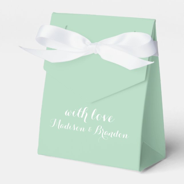 Fresh Floral Favor Box in Mint Green (Front Side)