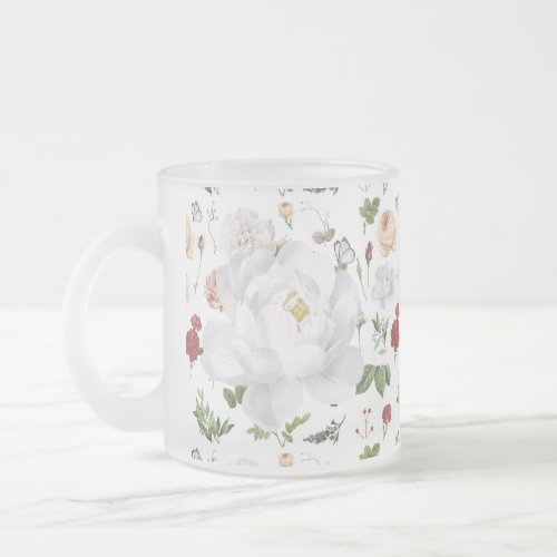 Fresh Florals Frosted Glass Coffee Mug