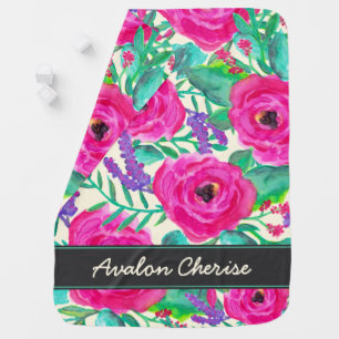 Fresh Florals Personalized Baby Blanket