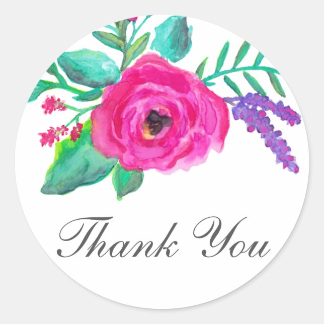 Fresh Florals Wedding Thank You Stickers (Front)