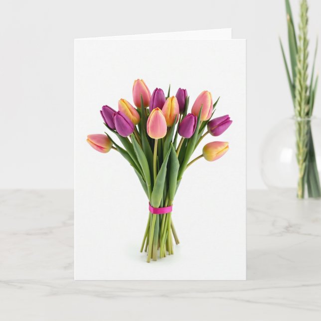Fresh Flower Bouquet Photo Card (Front)