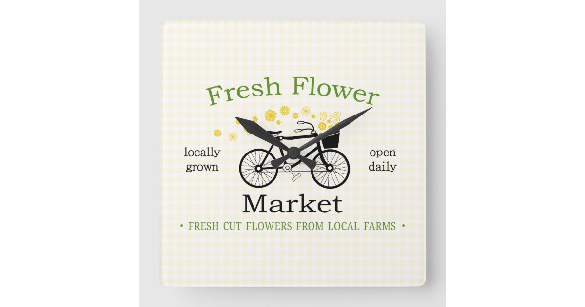 Fresh Flower Market Square Wall Clock Zazzle