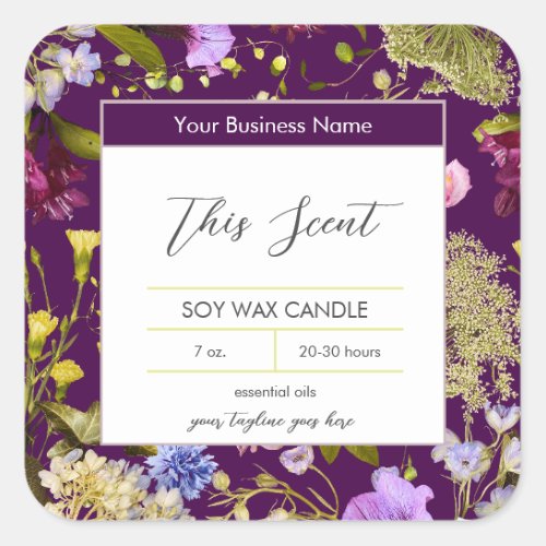  Fresh Flowers and Eggplant Candle Label