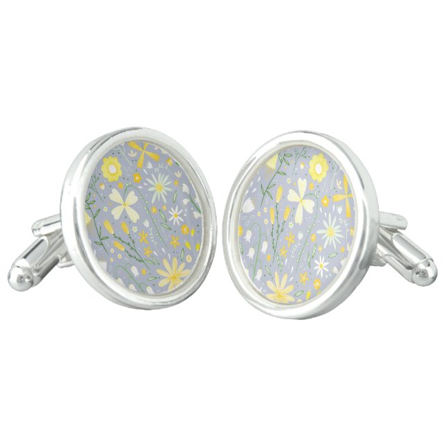 Fresh Flowers Botanical Keepsake Cufflinks (Angled)