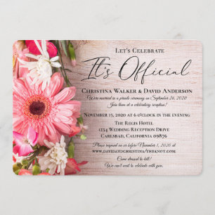 Fresh Flowers Floral It's Official Wedding Invitation