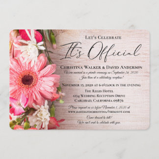 Fresh Flowers Floral It's Official Wedding Invitation
