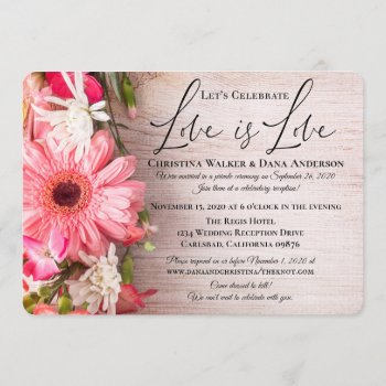 Fresh Flowers Floral Love Is Love Gay Wedding Invitation by PetitePaperie at Zazzle