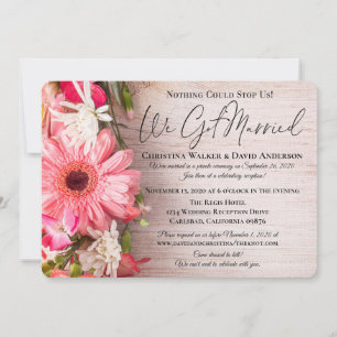 Fresh Flowers Floral We Got Married Wedding Invitation