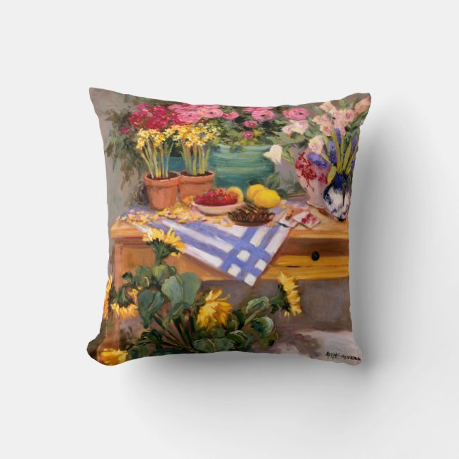 Fresh Flowers I Throw Pillow (Front)