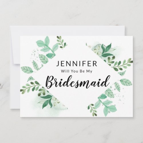 Fresh Foliage Botanical Bridesmaid Proposal Card