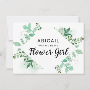 Fresh Foliage Botanical Flower Girl Proposal Card