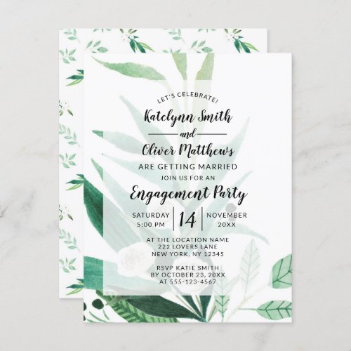 Fresh Foliage Botanical Framed Engagement Party Invitation