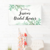 Fresh Foliage Botanical Mint Bridal Shower Welcome Banner (Insitu)