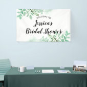 Fresh Foliage Botanical Mint Bridal Shower Welcome Banner (Tradeshow)