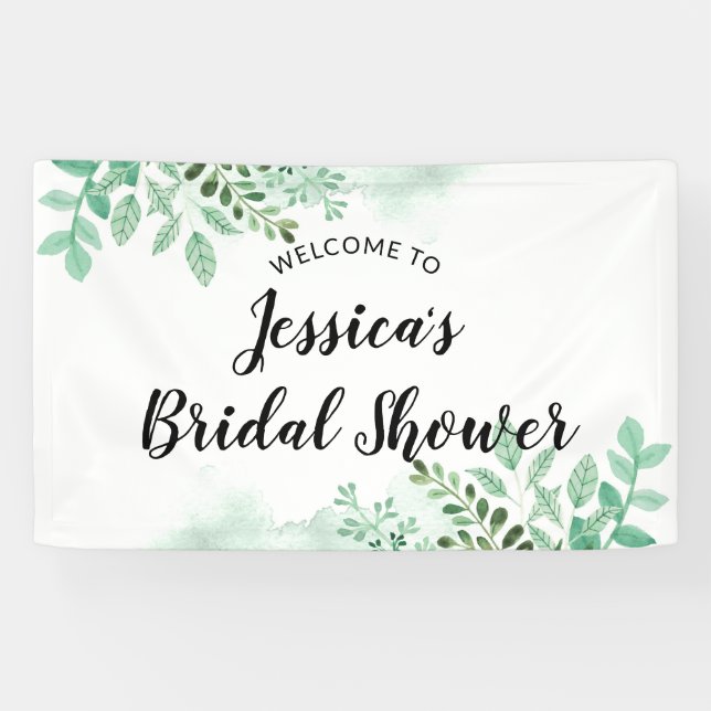 Fresh Foliage Botanical Mint Bridal Shower Welcome Banner (Horizontal)