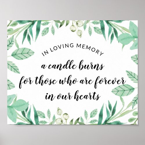 Fresh Foliage Mint In Loving Memory Wedding Sign