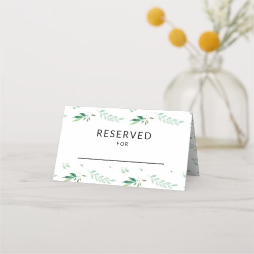 Fresh Foliage Wedding Reception Reserved Table Place Card