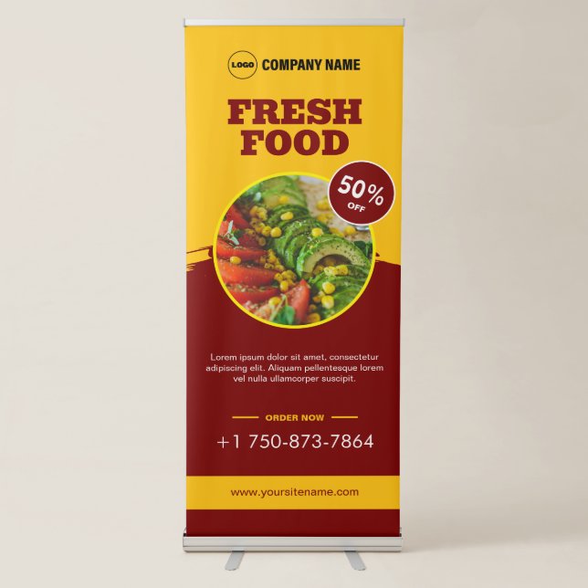 Fresh Food Custom Vertical Retractable Banner (Front)