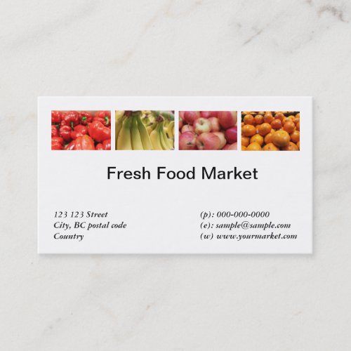 Fresh food fruits vegetable market business card