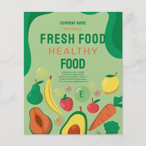 Fresh Food  Healthy Food Catering Restaurant Menu Flyer