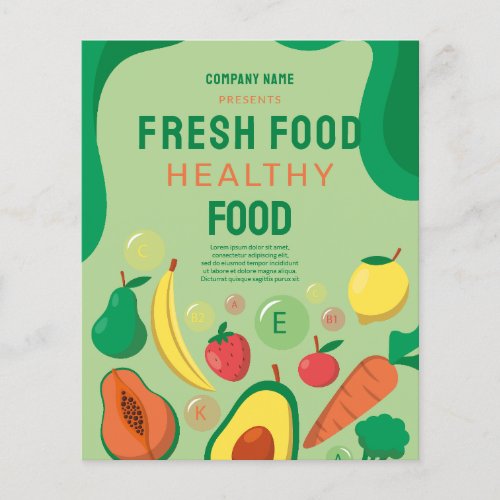 Fresh Food  Healthy Food Catering Restaurant Menu Flyer
