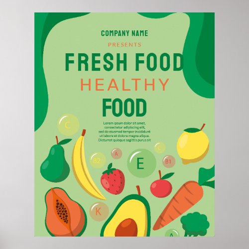 Fresh Food  Healthy Food Catering Restaurant Menu Poster